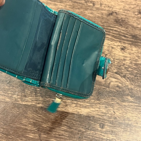 Coach Teal Wallet with Heart Clasp - Picture 5 of 10